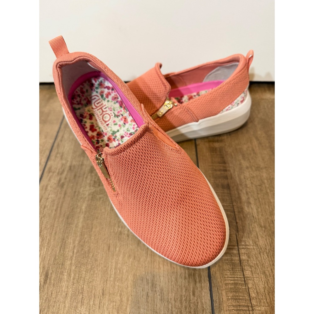 Ryka Women Peach Mesh Slip On Walking Shoes Floral Surround Fit Sneakers 8W